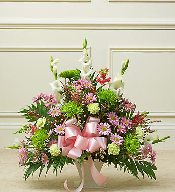 Heartfelt Tribute Pastel Floor Basket Arrangement